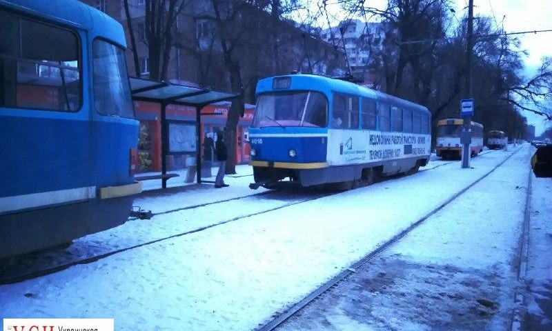 6-я ст. Большого Фонтана: авария на трамвайных путях в Одессе