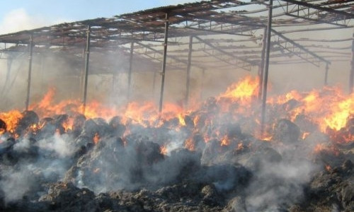 Пожар уничтожил сенохранилище