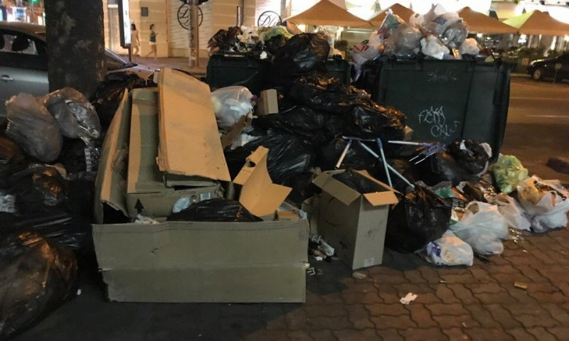 В центре городе не вывозят мусор, улица Греческая превращается в свалку