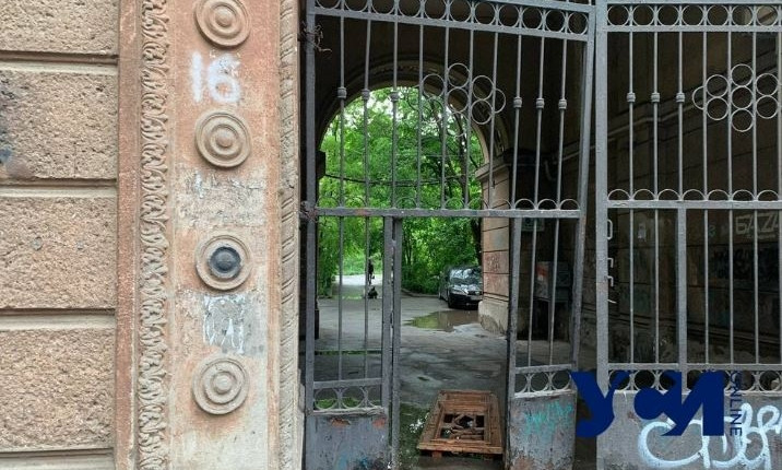 В Одессе лужу накрыли старинной дверью (фото)