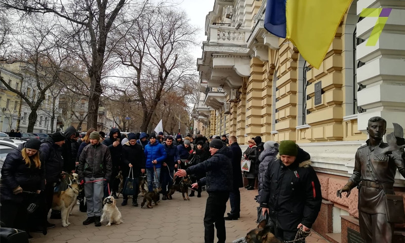 У здания полиции митинговали одесские собаковладельцы (ФОТО)