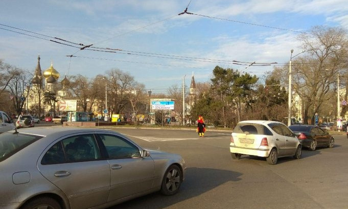 В Одессе петух зазывает в кафе прямо на проезжей части (ВИДЕО)