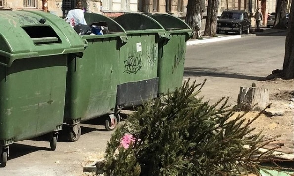 Ещё один сдался: в Одессе выбросили новогоднюю ёлку (ФОТО)