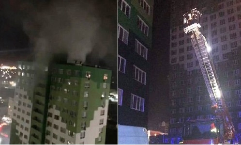 Ночной пожар в одесской многоэтажке тушили 12 пожарных машин