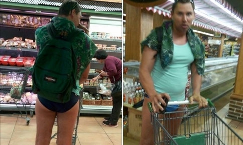 В элитный супермаркет мужчина пришёл в трусах без брюк