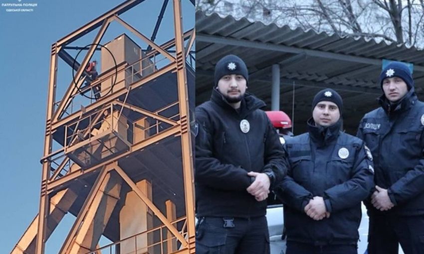 Висел на руках: одесские правоохранители спасли мужчину, который хотел спрыгнуть с большой металлической вышки