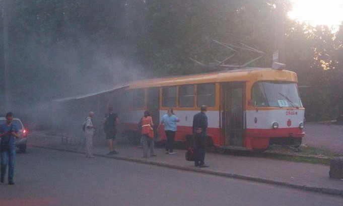 В Одессе горел трамвай (ФОТО)