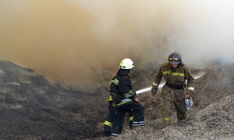В Одесской области возгорелась тонна шелухи подсолнечника