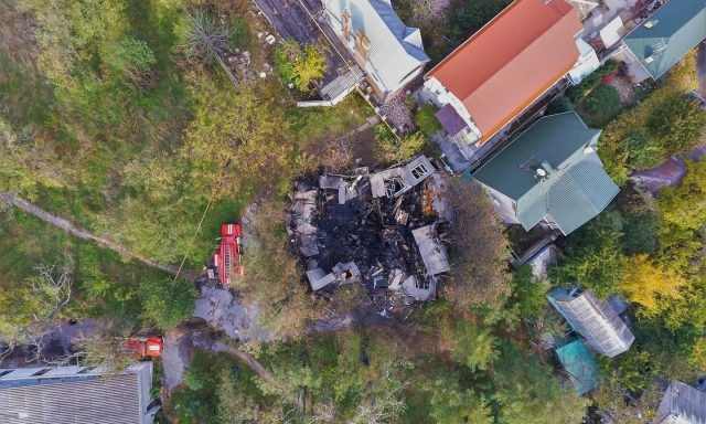 Как выглядит сгоревшее здание санатория «Красные зори» с высоты птичьего полёта