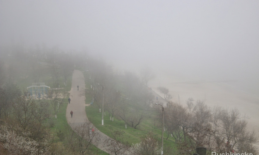 Берега Одессы обволокло туманом