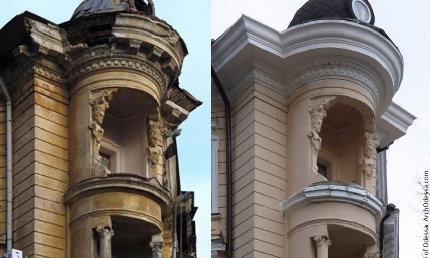 После реставрации со здания Всемирного клуба одесситов исчезли элементы декора