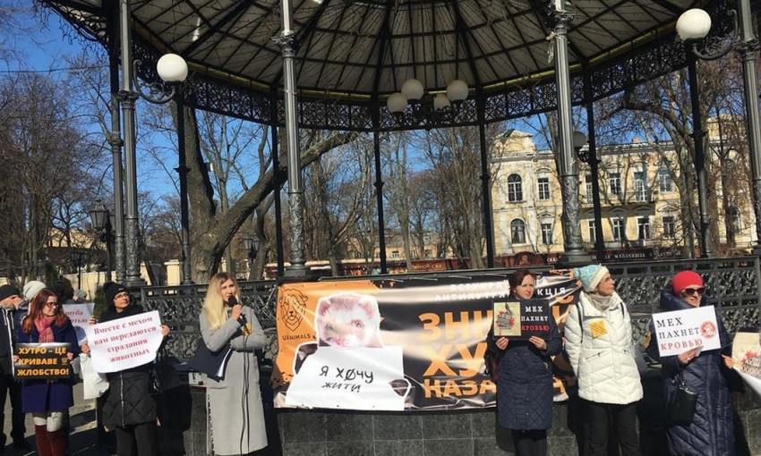 Зоозащитники провели в Горсаду акцию «Снимай мех навсегда»